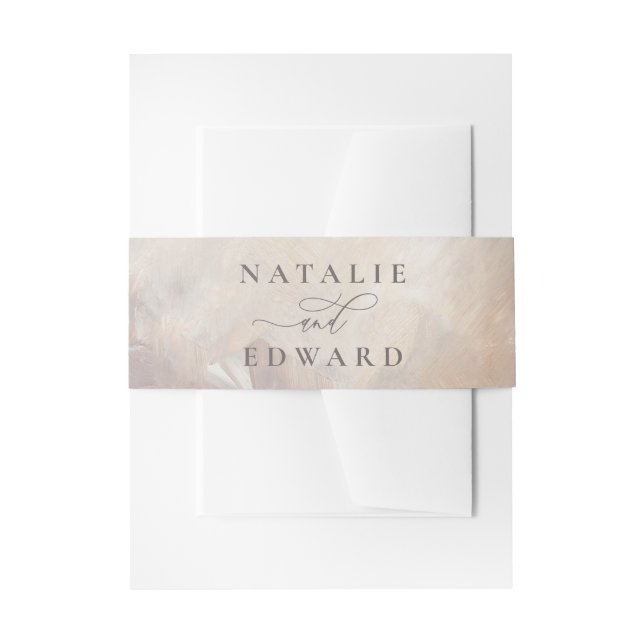 Bandeau De Faire-part Mariage peinte abstraite beige et crème (Devant example)