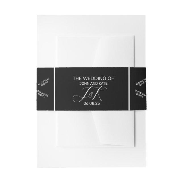 Bandeau De Faire-part Mariage personnalisé noir et blanc (Devant example)