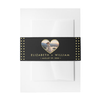 Bandeau De Faire-part Mariage personnalisé pois dorés et noirs