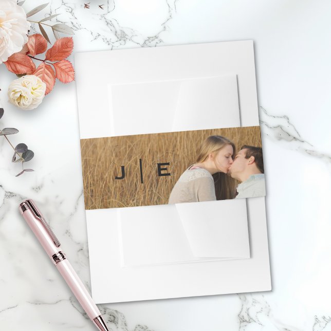 Bandeau De Faire-part Mariage photo simple et moderne Monogramme (Modern Monogram Photo Wedding Invitation Belly Band)