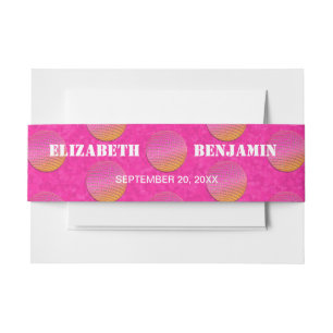 Bandeau De Faire-part Mariage Rétro Chic Boules Disco Rose Chaud Et Oran