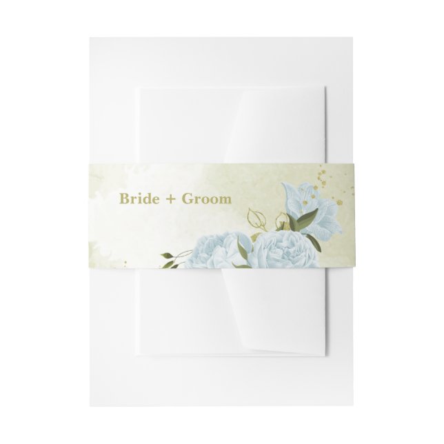 Bandeau De Faire-part mariage romantique fleurs bleues verdure (Devant example)