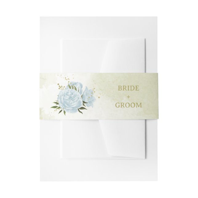 Bandeau De Faire-part mariage romantique fleurs bleues verdure (Devant example)