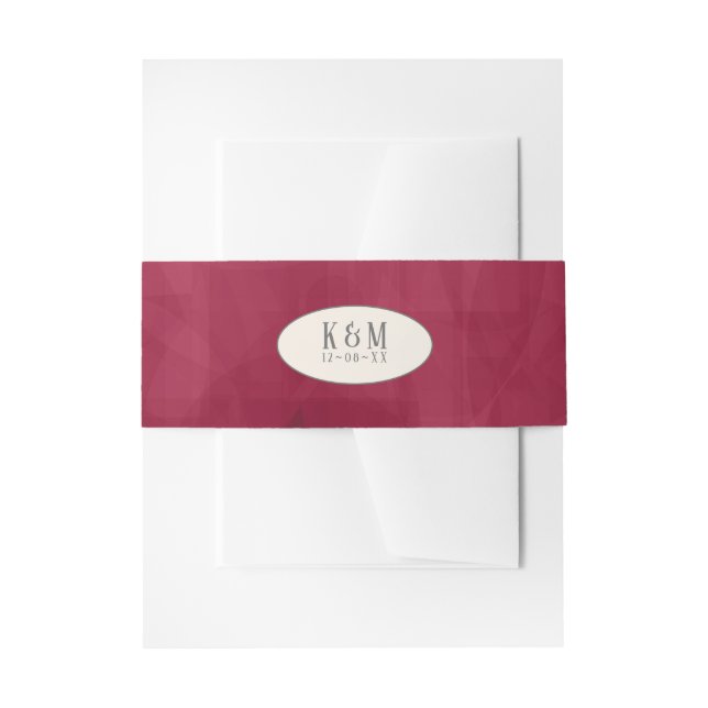 Bandeau De Faire-part Mariage rose de Bourgogne/Crème ID584 (Devant example)