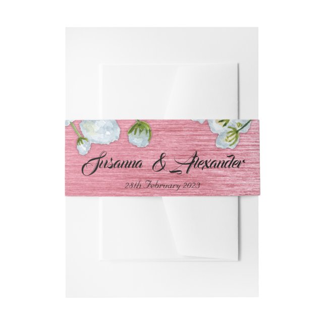 Bandeau De Faire-part Mariage rose et blanc métallique (Devant example)