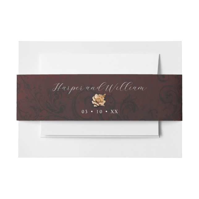 Bandeau De Faire-part Mariage rose or ornemental (Devant Example)