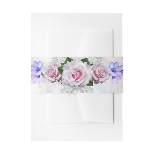 Bandeau De Faire-part Mariage Rose Rose Bokeh (Devant example)