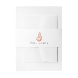 Bandeau De Faire-part Mariage rouge et bleu Rustique Seashell