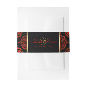 Bandeau De Faire-part Mariage Rouge Noir Or