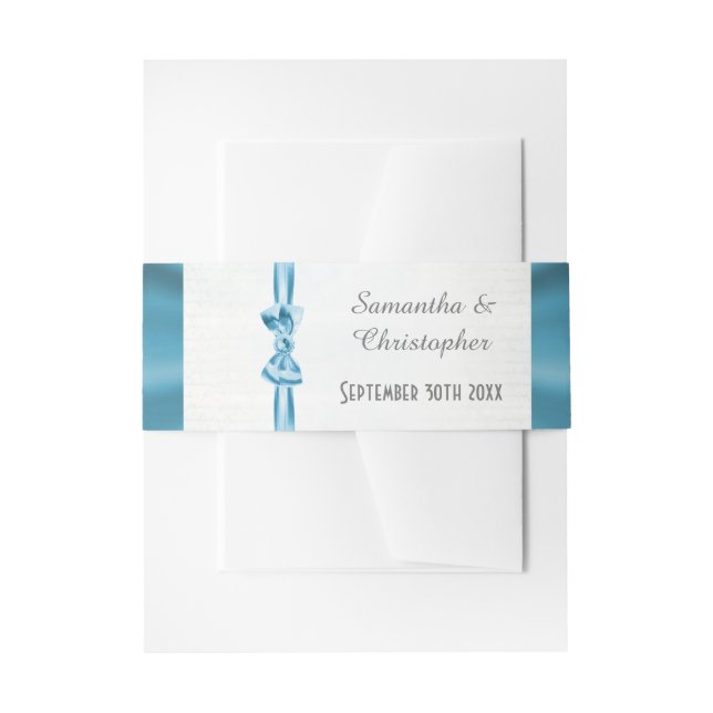 Bandeau De Faire-part Mariage ruban bleu clair pastel bleu turquoise (Devant example)