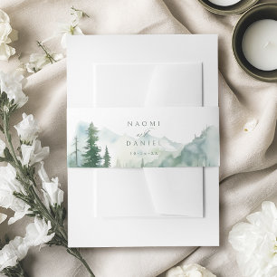 Bandeau De Faire-part Mariage Rustique de Montagne à l'Aquarelle
