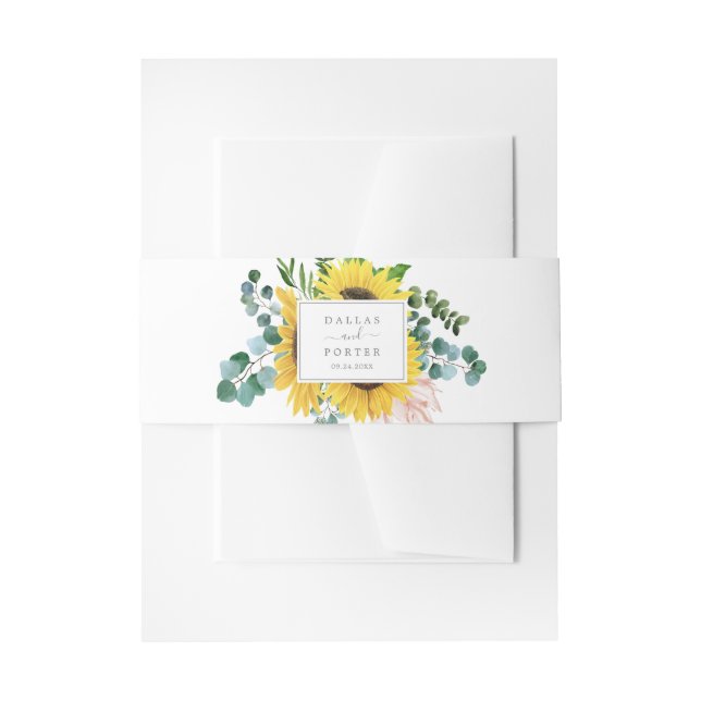 Bandeau De Faire-part Mariage rustique de tournesol Eucalyptus (Devant example)