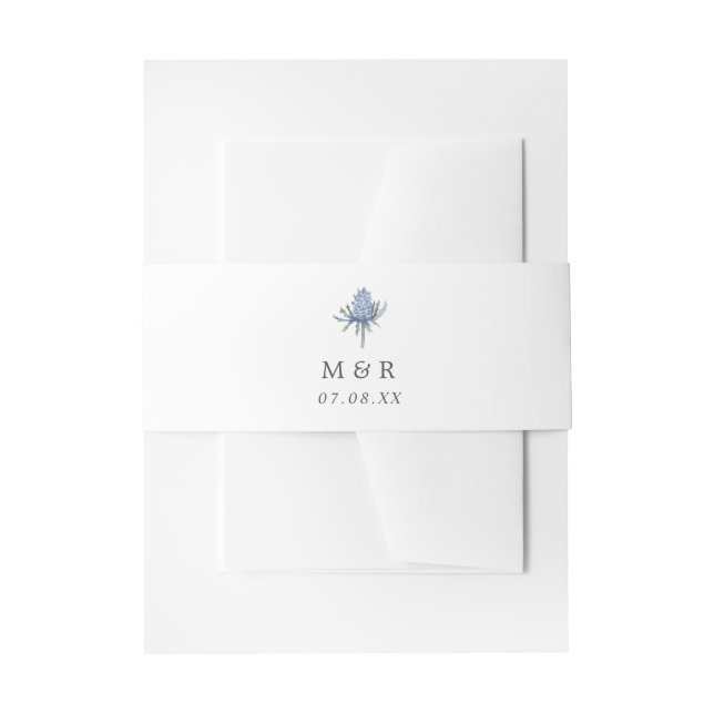 Bandeau De Faire-part Mariage simple de monogramme de chardon bleu (Devant example)