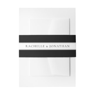 Bandeau De Faire-part Mariage Simple Élégant Noir et Blanc