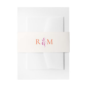 Bandeau De Faire-part Mariage simple Monogramme Magenta Orange brillant