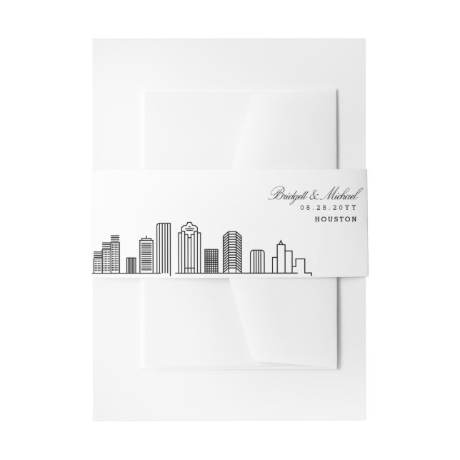 Bandeau De Faire-part Mariage Skyline de Houston | (Devant example)