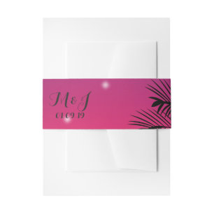 Bandeau De Faire-part Mariage sur la Plage Palmier Coucher de Soleil Mar
