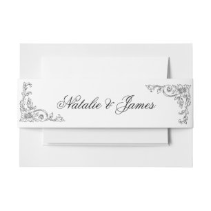 Bandeau De Faire-part Mariage Tendance Argent Ancien Noir Et Blanc