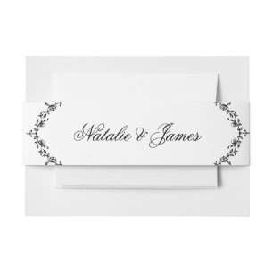 Bandeau De Faire-part Mariage Térracotta Floral Noir et Blanc Élégant