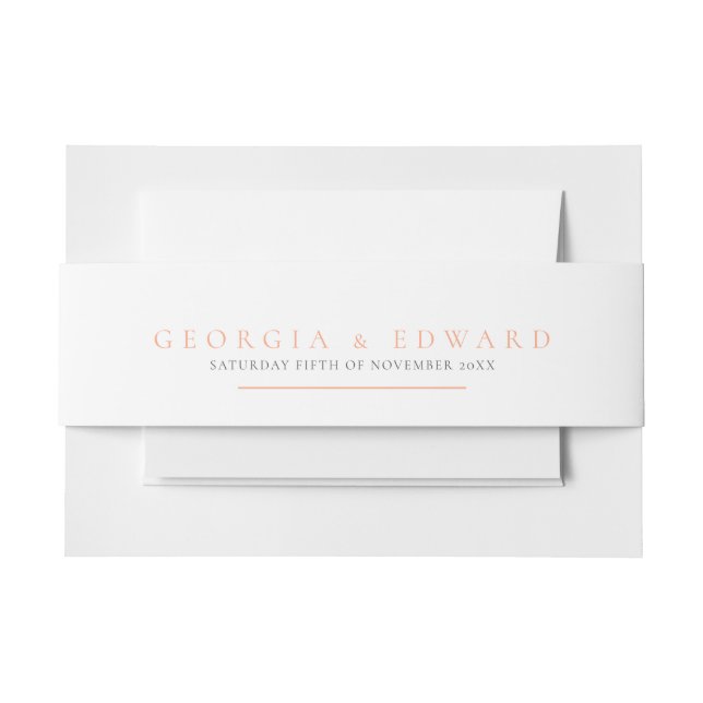 Bandeau De Faire-part Mariage texte simple blanc et orange pêche (Devant Example)