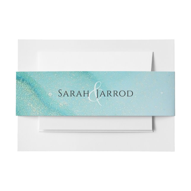 Bandeau De Faire-part Mariage Turquoise nommé (Devant Example)
