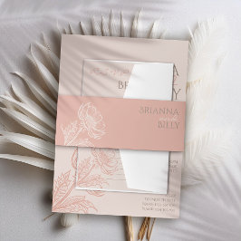 Bandeau De Faire-part Mariage végétal rose minimaliste