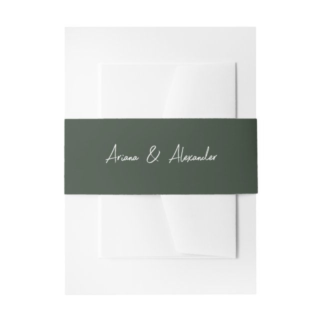 Bandeau De Faire-part Mariage vert de forêt de script simple (Devant example)
