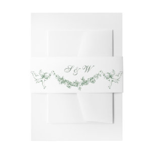 Bandeau De Faire-part Mariage vert de la saison florale de la Renaissanc