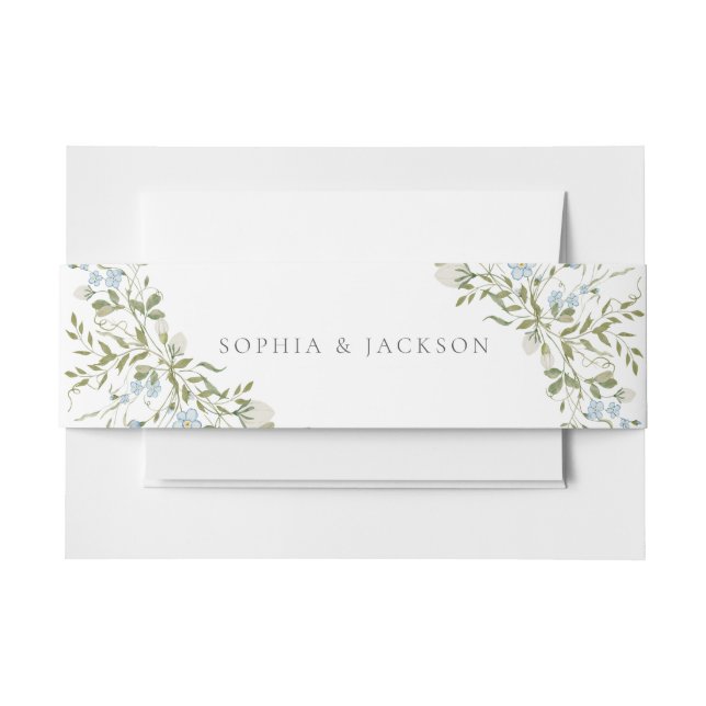 Bandeau De Faire-part Mariage vert Fleur sauvage bleu printemps (Devant Example)