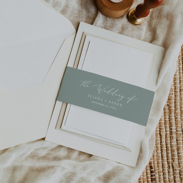 Bandeau De Faire-part Mariage vert Sage délicat (Créateur téléchargé)