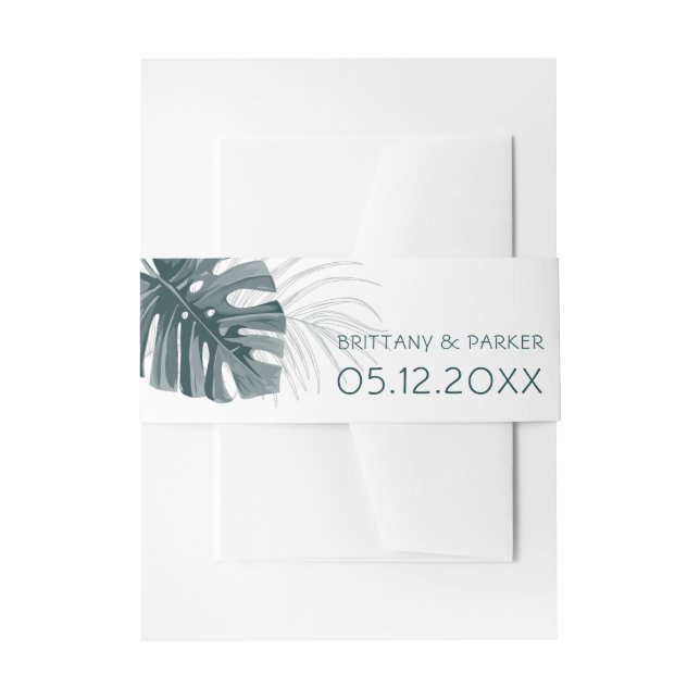Bandeau De Faire-part Mariage vert tropical (Devant example)