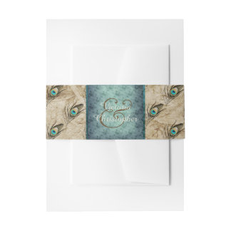 Bandeau De Faire-part Mariage vintage bleu paon