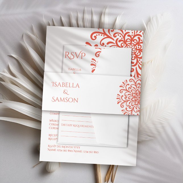 Bandeau De Faire-part Mariage Whimsical Orange Rouge (Créateur téléchargé)