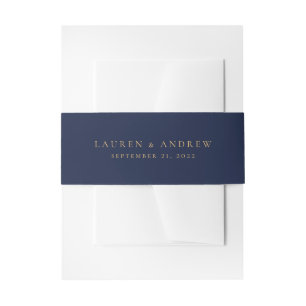 Bandeau De Faire-part Marine Bleu et or Moderne Simple Mariage