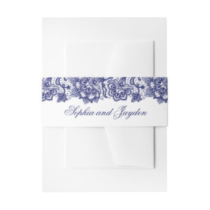 Bandeau De Faire-part Marine Blue Lace Mariage élégant
