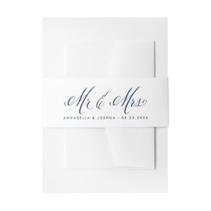 Bandeau De Faire-part Marine Blue M. et Mme Rustic Mariage de calligraph