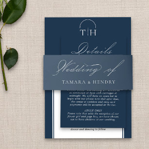 Bandeau De Faire-part Marine Blue Mariage Élégante calligraphie