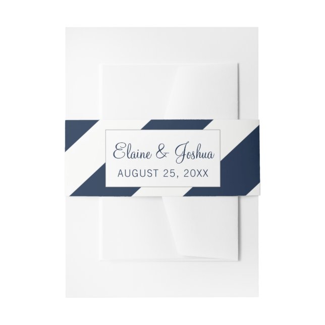 Bandeau De Faire-part Marine Blue Modern Wedding invite belly band (Devant example)