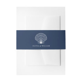 Bandeau De Faire-part Marine Blue Seashell Beach Mariage minimal