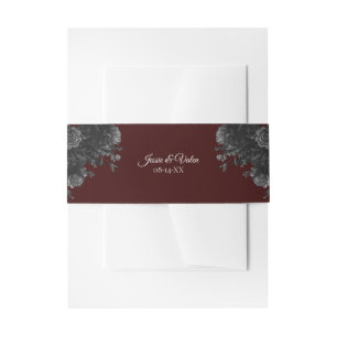 Bandeau De Faire-part Maroon Black Grey Rose Mariage gothique