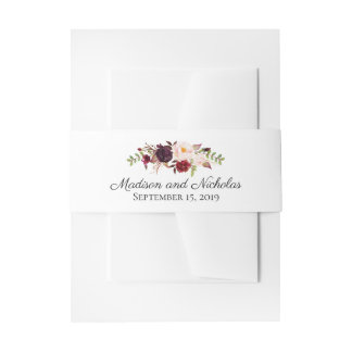 Bandeau De Faire-part Marsala rose Mariage Enveloppe Belly Band