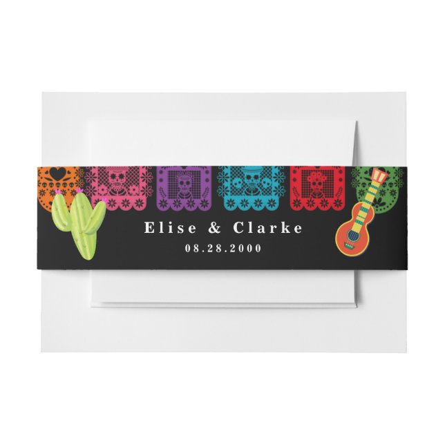 Bandeau De Faire-part Mexique Fiesta Vivid Papel Picado Mariage (Devant Example)