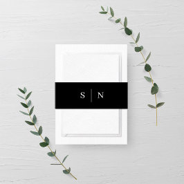 Bandeau De Faire-part Minimal et chic | Monogramme noir et blanc