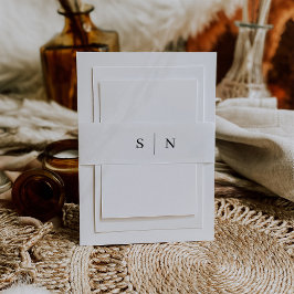 Bandeau De Faire-part Minimal et chic | Monogramme noir et blanc