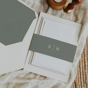 Bandeau De Faire-part Minimal et chic Monogramme vert Sage