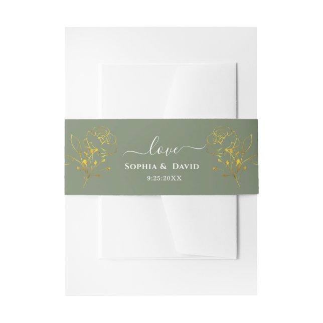 Bandeau De Faire-part Minimalist Floral Sage Green Monogram Wedding (Devant example)