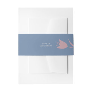 Bandeau De Faire-part Minimaliste Moderne Mauve & Bleu Poussiéreux Flora