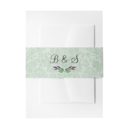 Bandeau De Faire-part Mint Green Damask Invitation Belly Band