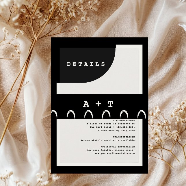 Bandeau De Faire-part Modern Chic Black Ivory  (Modern Chic Black Ivory Invitation Belly Band)