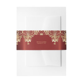 Bandeau De Faire-part Modern Gold Red Floral